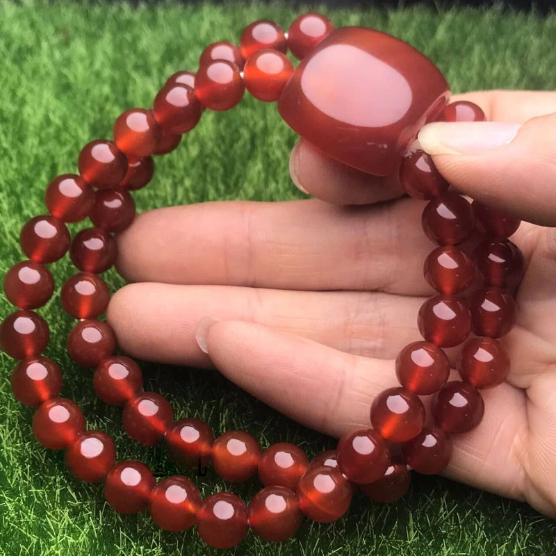 Браслет из натурального красного агата модный и универсальный для мужчин женщин