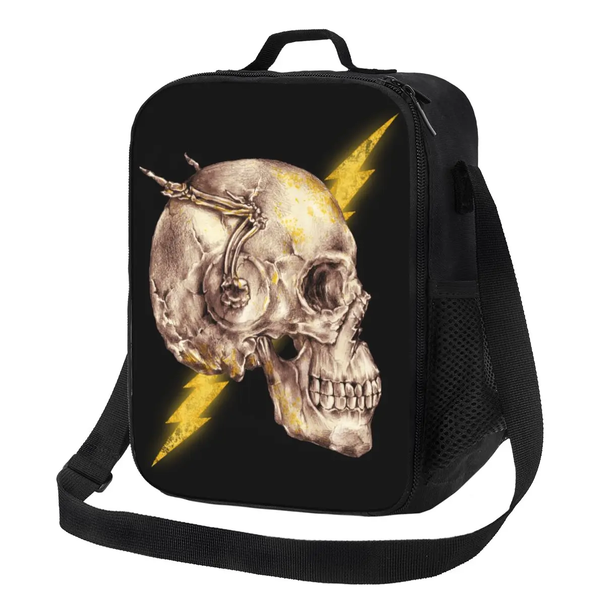 

Flash Skull Insulated Lunch Bags for Women Horror Death Skull Resuable Cooler Thermal Food Bento Box Work School Travel