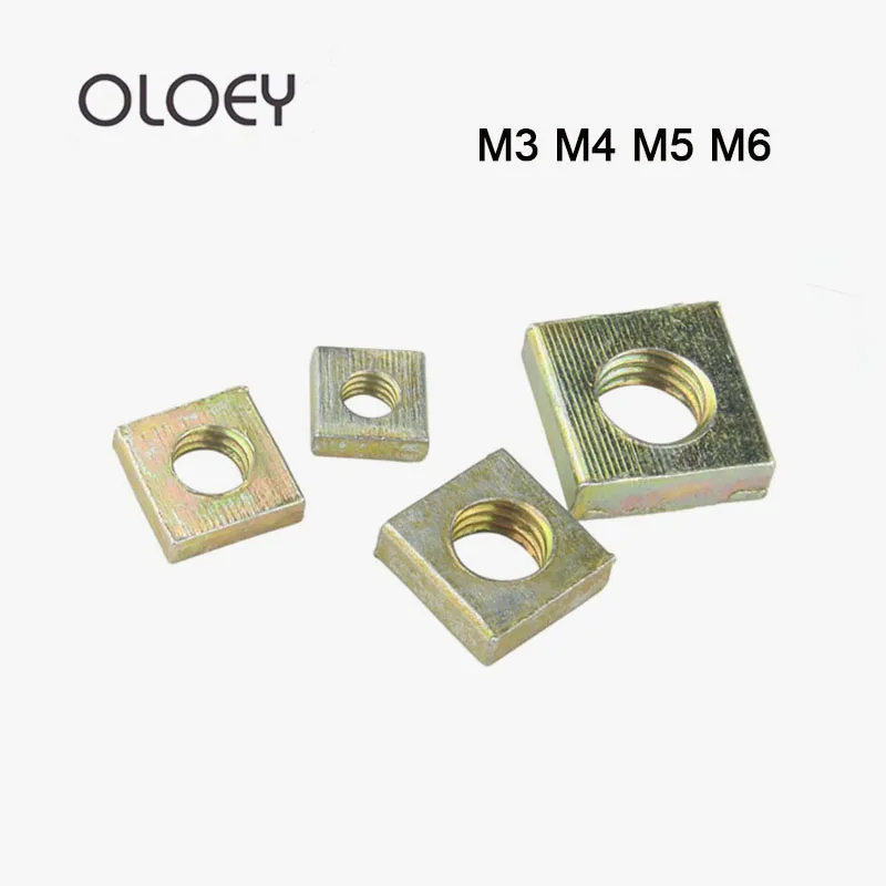 

OLOEY 500Pcs DIN562 M3 M4 M5 M6 Square nuts,Galvanized, Stamped Without Bevel Block With Corrosion Resistance And High Quality