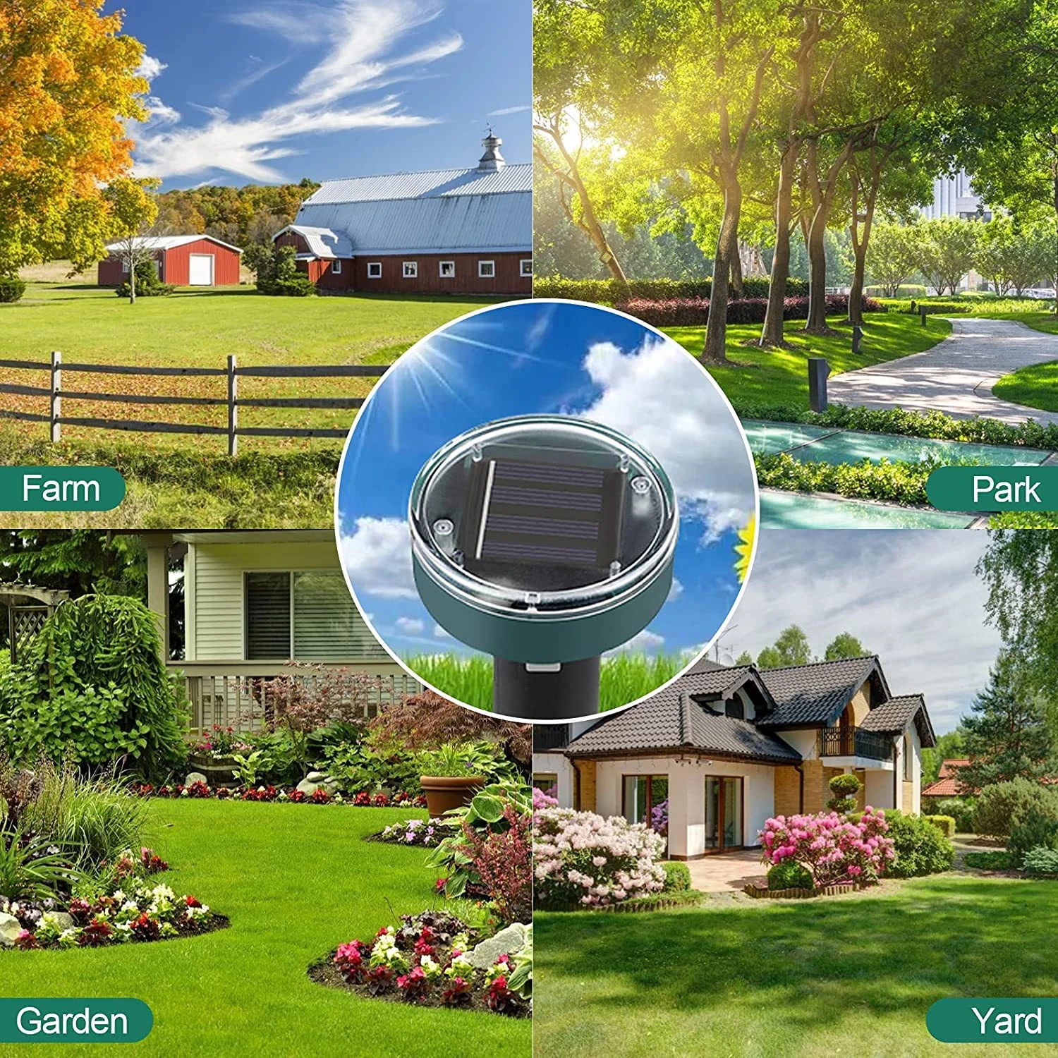 4/8pcs Solar Powered Ultrasonic Sonic Mouse Mole Pest Rodent Repeller Repellent Yard LED Light Outdoor Lamp Garden |