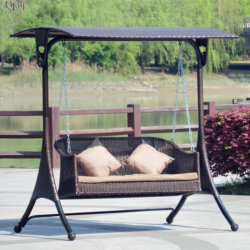

Outdoor swing rocking chair garden hanging basket rattan furniture outdoor balcony wrought iron swing chair