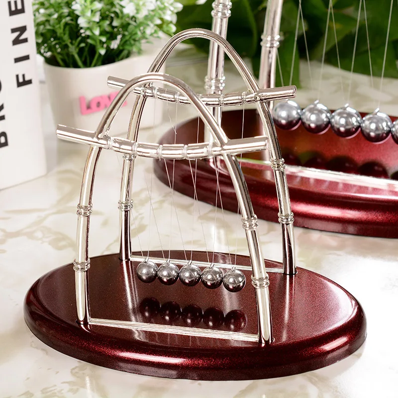 

Newton Pendulum Inertia Billiard Arched Iron Wooden Crafts Novel Gifts