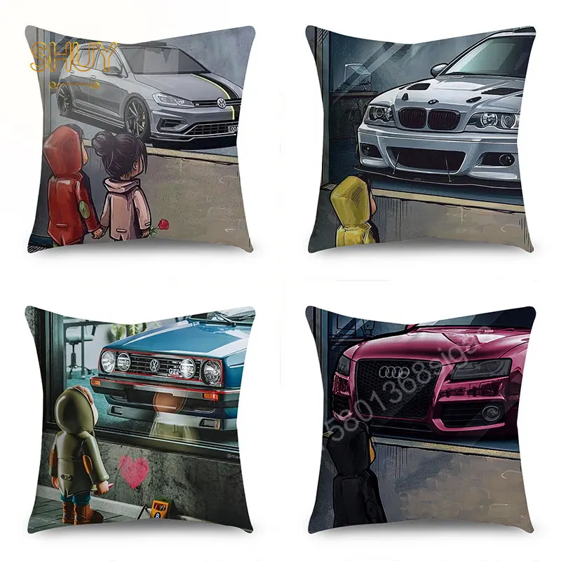 

Kids Dream Car Pillowcase Cushion Cover Cartoon Gift Throw Pillows Bedroom Living Room Sofa Car Chair Seat Pillow Case Decor
