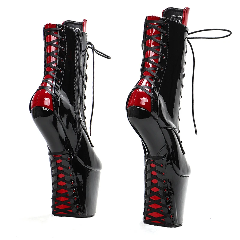 Leecabe Heelles Lace Up Ankle Boots Sexy Exotic Pole Dance Stripper young trend fashion color matching shoes