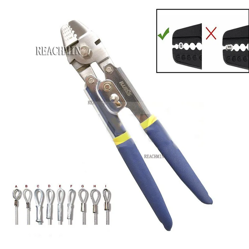 

Ferrule Sleeves Crimping Tool Clamp Tool Steel Wire Rope Cut Working For 0.5MM-2.2MM Size Steel Wire Rope & Ferrule Sleeves