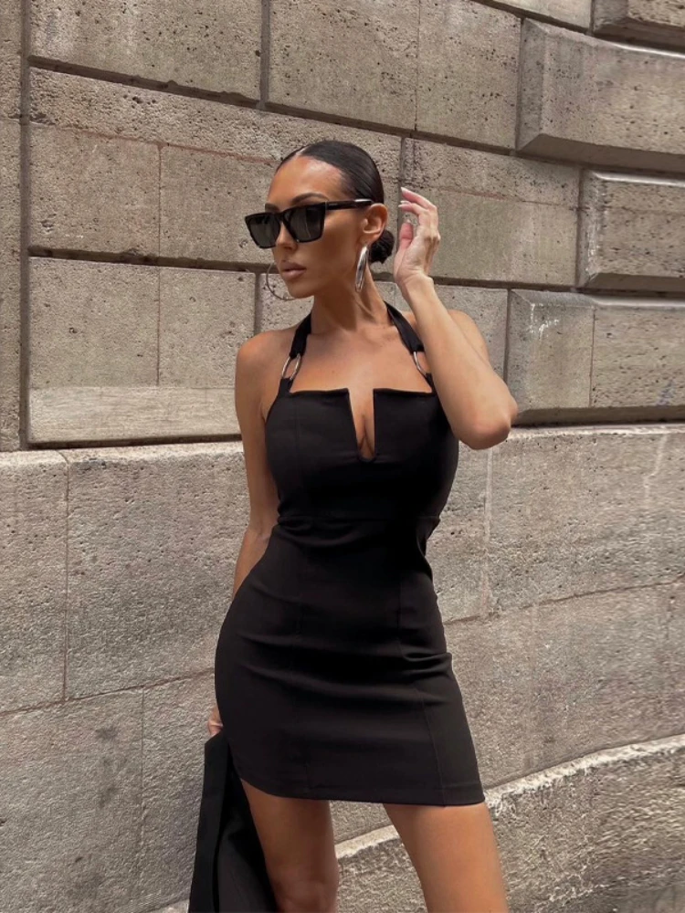 

Bodycon Dress Halter High Mini Dresses Strapless Night Club Outfit Strapless Sexy Short Dresses Daring Slim Fit Summer Skirt