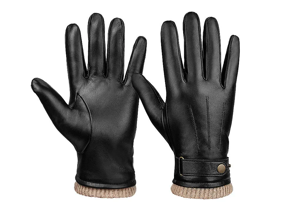 

Winter sheepskin warm gloves outdoor sports business open car leather gloves men plus velvet windproof manufacturer direct sales