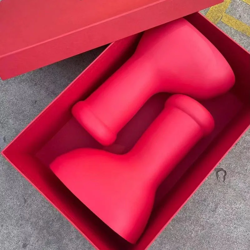 Женские ботинки с высокой подошвой красные резиновой большие размеры - купить по