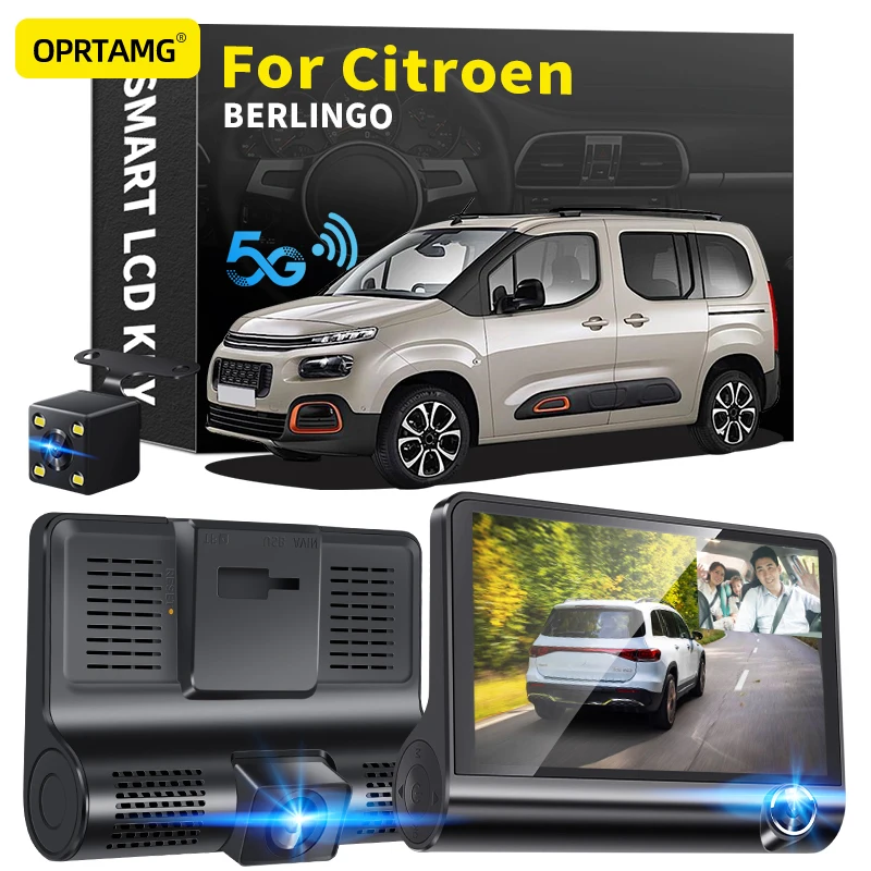 

OPRTAMG Dash Cam Car DVR 3 Cameras Lens 4.0 Inch 1080P dashcam For Citroen BERLINGO 1994 1995 1996 1997-2018 2019 2020 2021 2022