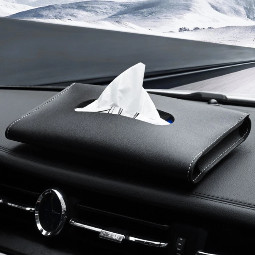 

Car Hanging Clips Tissue Box Car Sun Visor PU Leather Tissue Box Holder Auto Car Interior Storage Decoration Accessories