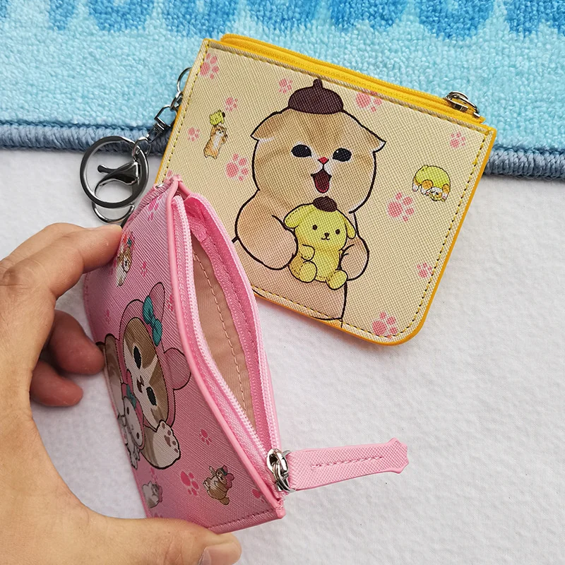 Sanrio кошка из ПУ кожи Милая Hello Kitty Kuromi аниме кошелек Kawaii Cinnamoroll помпон пурин