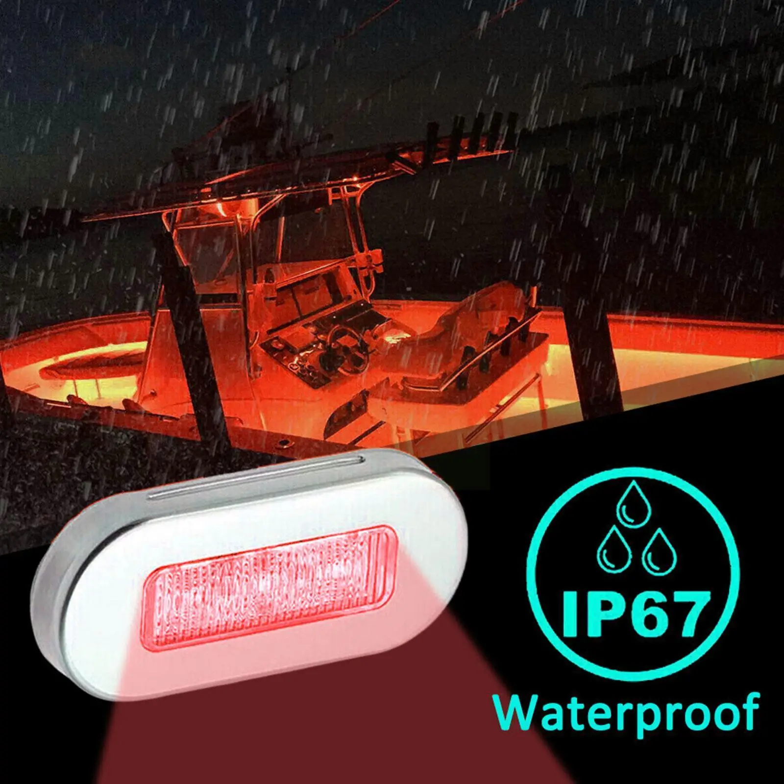 

Marker Light 3 LED Marine Grade 12V Large Waterproof LED New Courtesy Boat Turn Signal Light Accessories Blue Lights Stairc K4U9