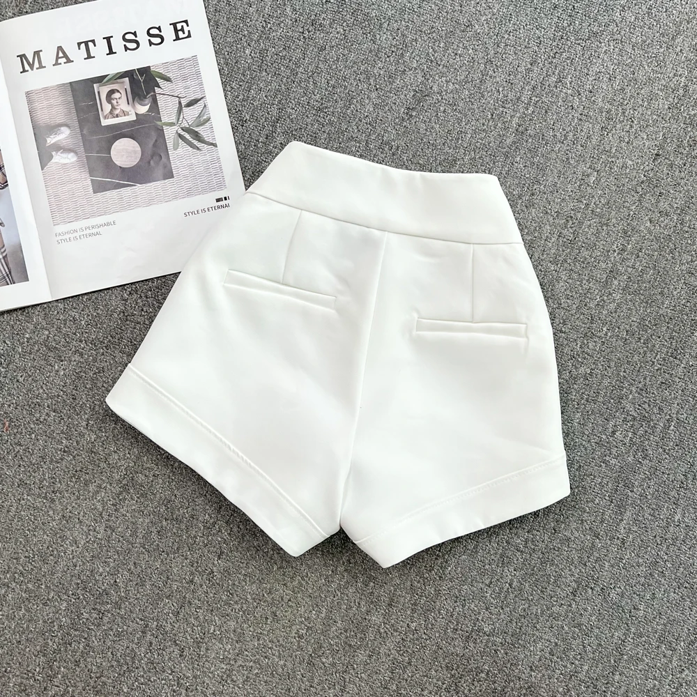 2023 Summer New Solid Color High Waist Shorts Exquisite Rhinestone Loose Casual Shorts for Women Fashion Fashion A- Line Shorts