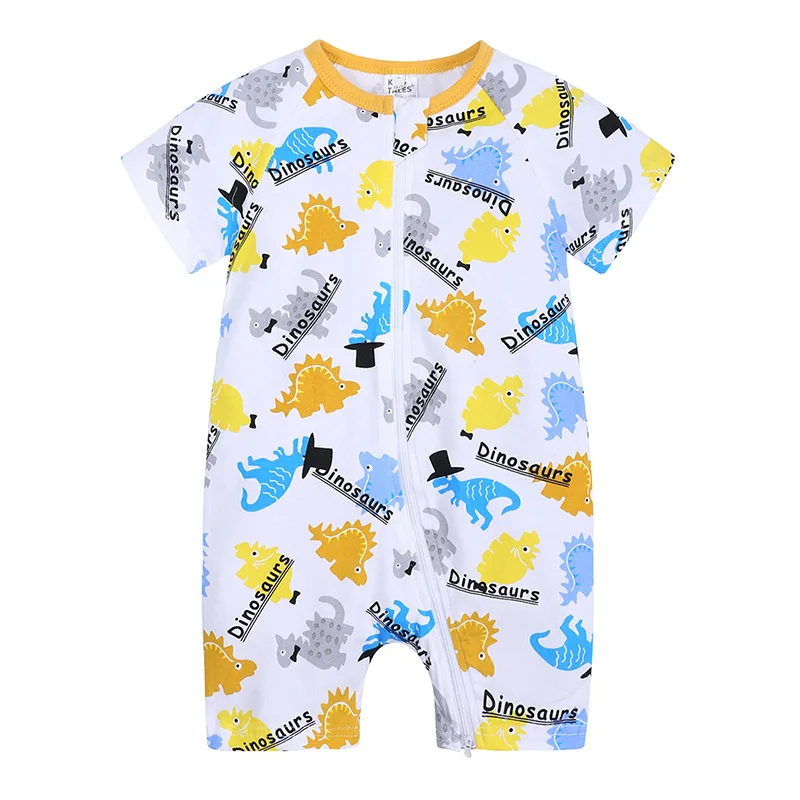 Baby Rompers Summer Style Cartoon Dinosaur Onesie Boy Girl Newborn Infant Feather Short Sleeve Clothes 3-6-9-12-24-36 Months