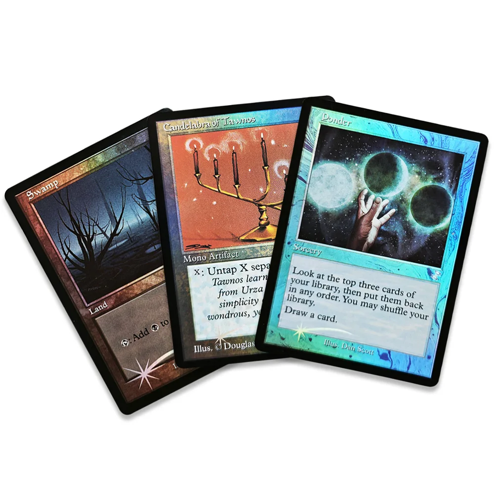 Фото Коллекционные карты TCG: Редкие магические фольгированные карты для игр — Болото/Канделябр Тавноса/Пондер-Тойс. Хобби-коллекционирование, подарки для мальчиков. №2