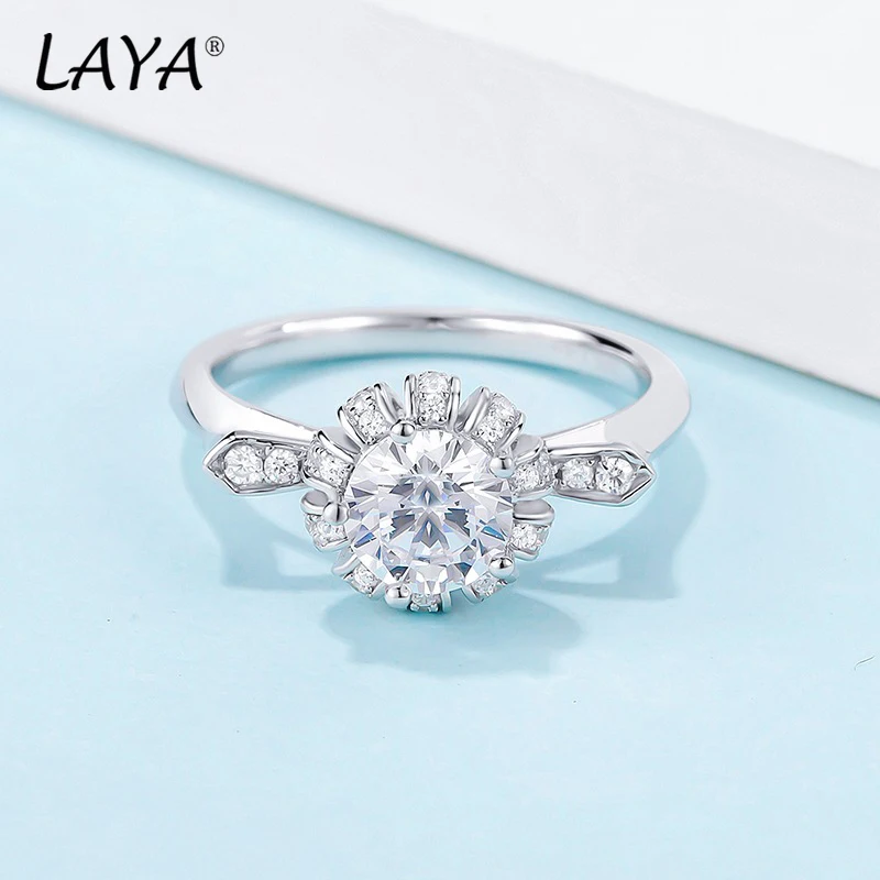 LAYA Real Moissanite Luxury Finger Ring 1 Carat Diamond Ring Women Fancy Wedding Rings Sterling Silver Jewelry Include Box images - 6