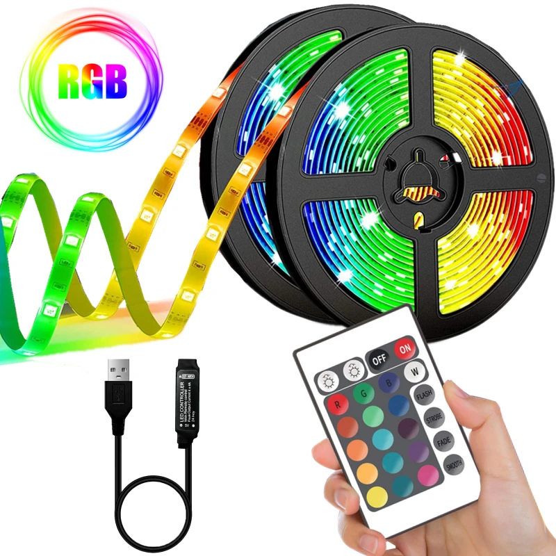 Светодиодная ленсветильник 1 м-5 м RGB 5 В 5050 ИК-контроллер 2835 гибкий диод подходит