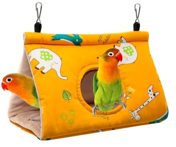 autumn winter warm parrot nest house comfortable hammock hanging cage plush thickened sleeping bed cave for bird pet accessories free global shipping