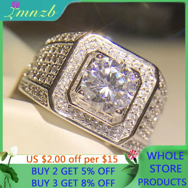 

LMNZB высокое качество подлинные тибетские серебряные кольца для мужчин хип-хоп Стразы сверкающие Большие Квадратные Кольца модные CZ обручал...