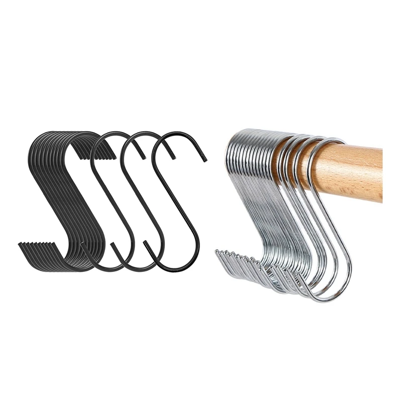 

10Pcs Stainless Steel Round S Shaped Hooks House Kitchen Pot Pan Hanger Clothes Storage Rack Tool Kitchen Tools