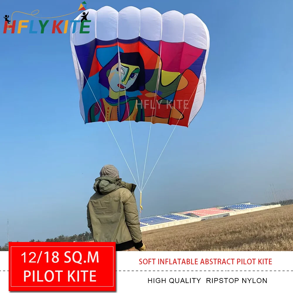 Фото HFLY Новое поступление, мягкий надувной 12/18 SQ.M, абстрактный пилотный змей для взрослых, высококачественные нейлоновые воздушные змеи Ripstop Show Lifter, тракторные змеи №4