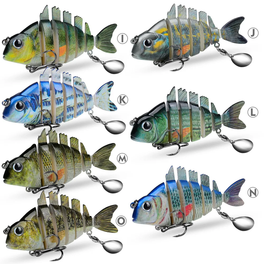 Фото Искусственная приманка Sunfish Swimbait с 6 сегментами и вращающейся лепестковой блесной, 9 см, 24,6 г, имитация для ловли судака, окуня, для пресноводной и морской рыбалки №4