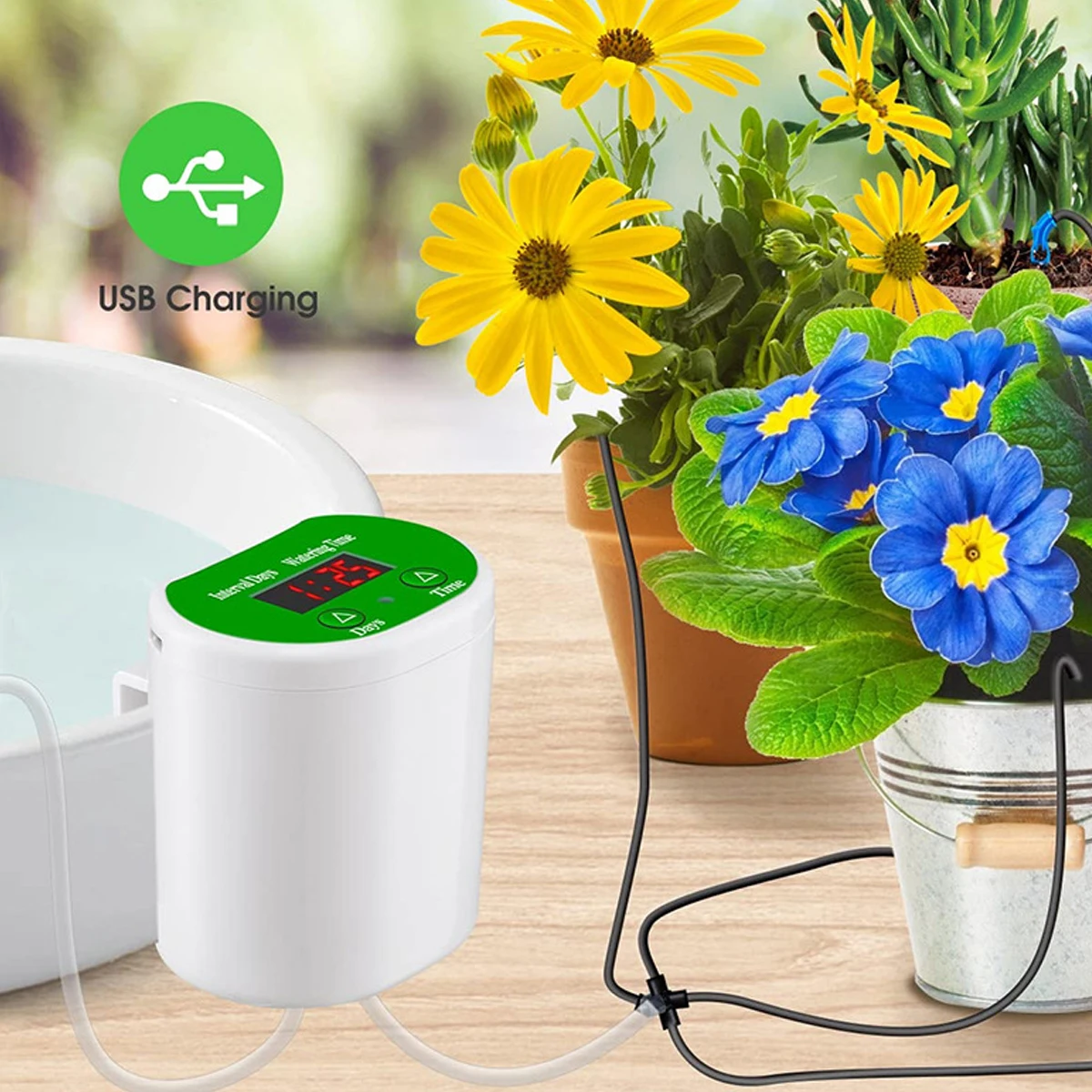 

Automatic Watering System for Potted Plants Houseplants Automatic Waterer Plant Drip Pump Timer System with Sprinkler Reusable