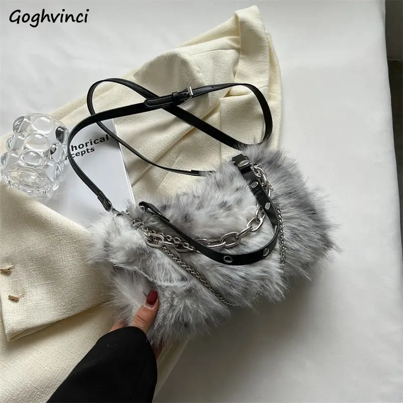 

Зимняя модная плюшевая сумка через плечо для женщин, Корейская шикарная сумка через плечо с цепочкой, элегантная Изысканная Универсальная женская сумка