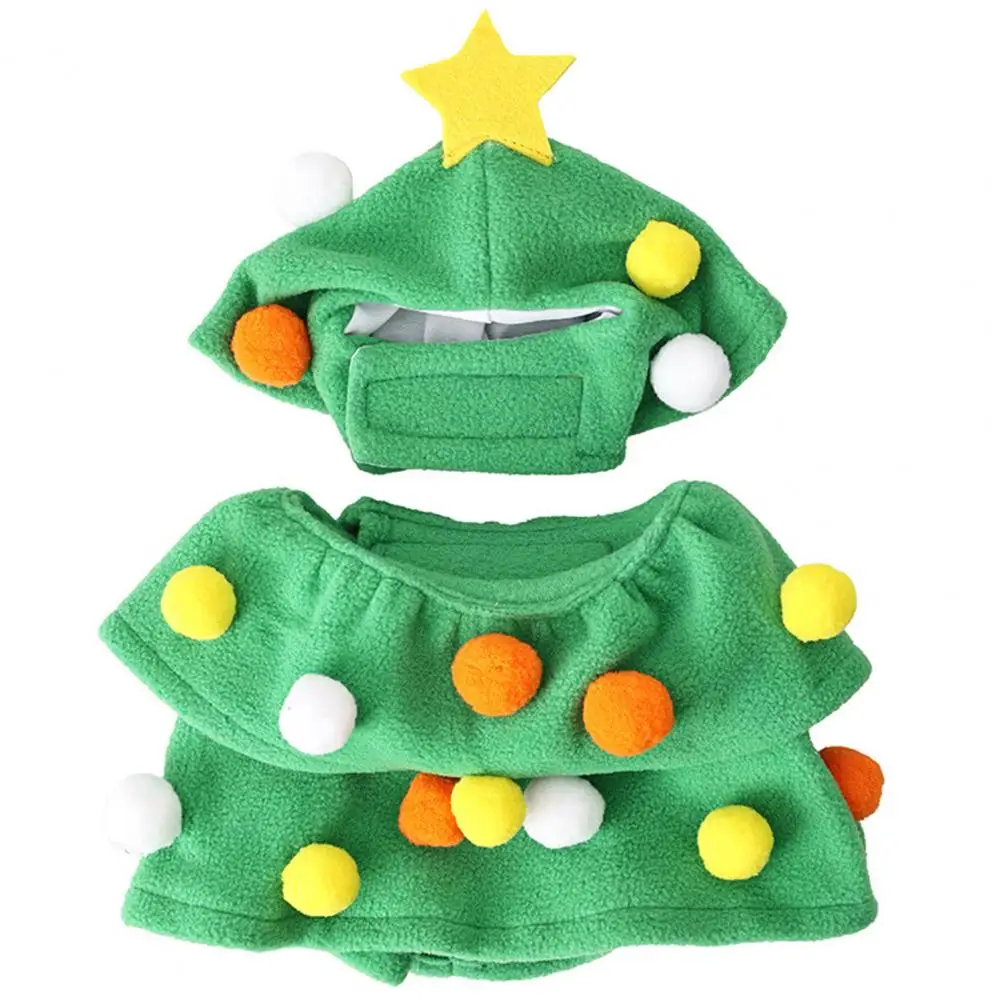 

2Pcs/Set Stylish Wrinkle-free Christmas Tree Pet Clothes Adjustable Cute Small Dog Puppy Cat Costume Cloak Dress Up