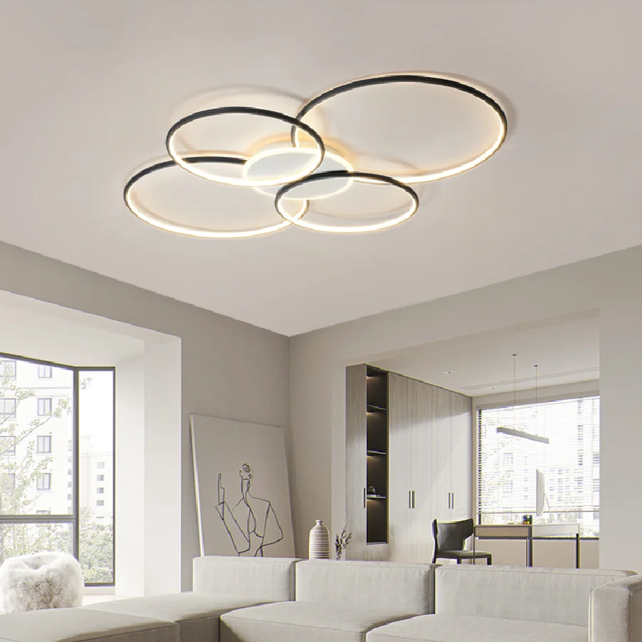 

Italian minimalist living room lamp line ceiling lamp simple modern dining room small living room main lamp designer circle lamp