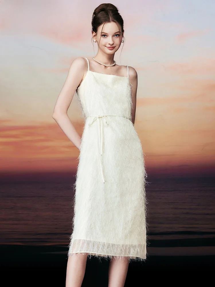 [Same Sle with Mall] Tangliren Fish Tassel Suspender Skirt Women 2024 Summer New Elegant Mid-Length Dress