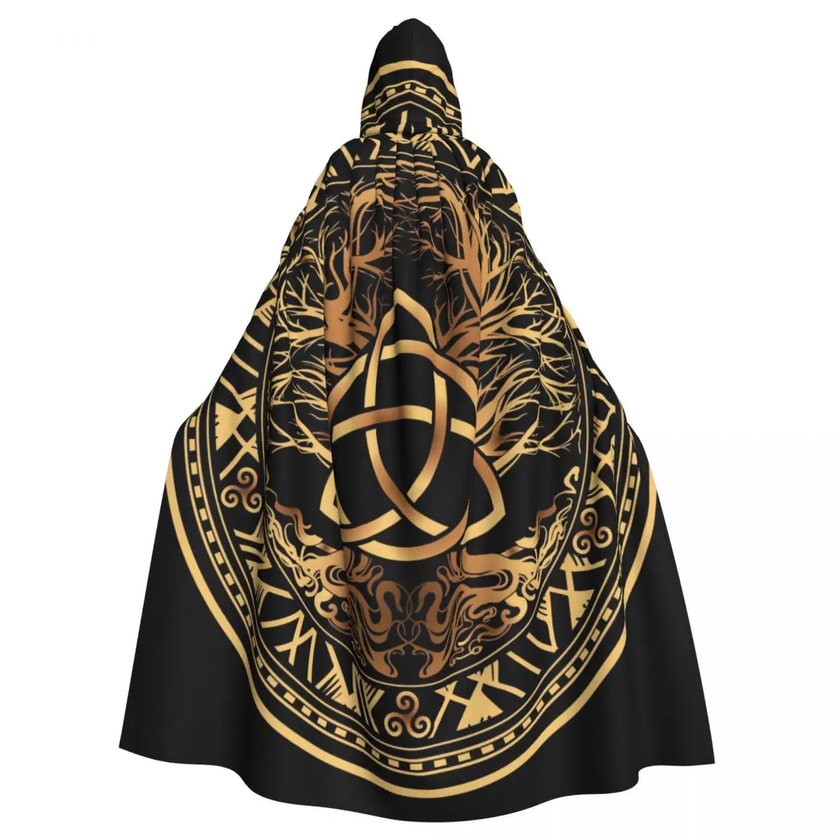 Unisex Witch Party Reversible Hooded Adult Vampires Cape Cloak Gold Celtic Astronomy