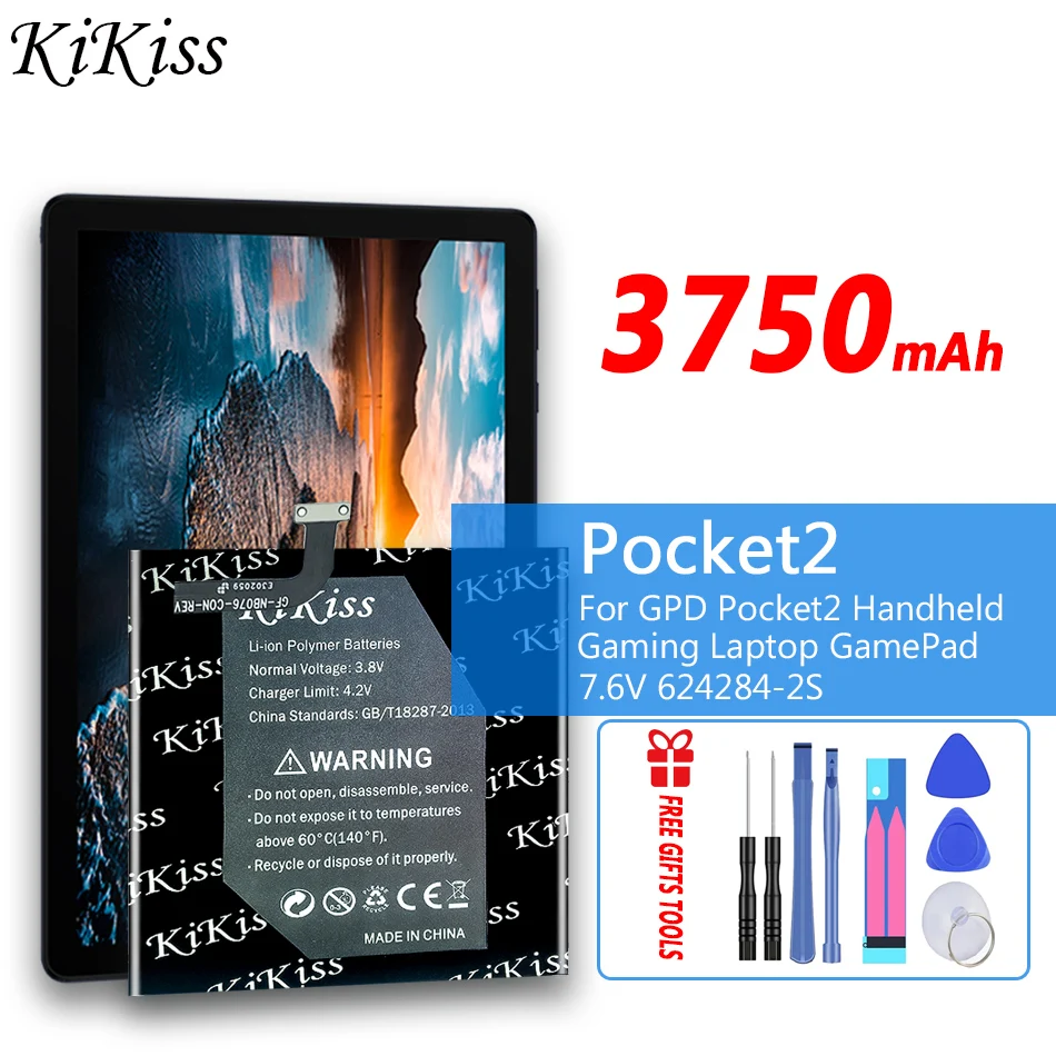 

Аккумулятор KiKiss 3750 мАч для GPD Pocket 2 Pocket2, портативный игровой ноутбук, геймпад 7,6 В 624284-2S, резервная батарея AKKU