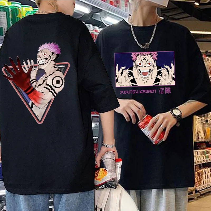 

Anime Jujutsu Kaisen T-shirt Itadori Yuji and Ryomen Sukuna Graphic Tshirt Men Fashion Vintage T Shirts Male Casual O-neck Tees