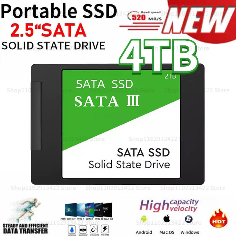 

SSD Sata 4TB 2TB 1TB Hard Drive Disk Sata3 2.5 Inch SSD TLC 500MB/S Internal Solid State Drives For Laptop PC disco duro