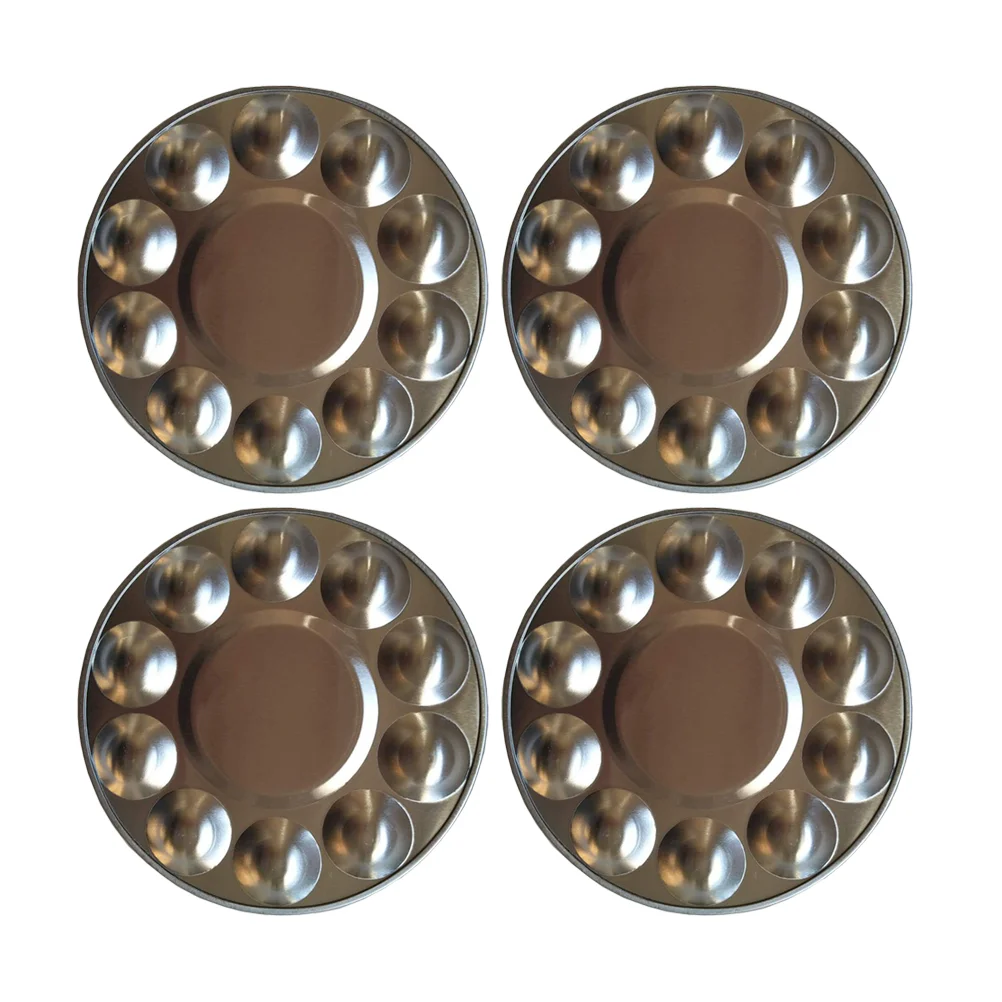 

4Pcs 10 Holes Aluminum Watercolor Mixing Trays Drawing Tray Painting Color Mixer Acrylic palette