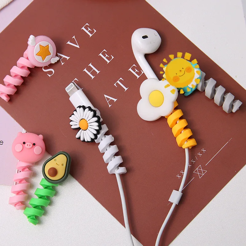 Creative Cute Data Line Protective Cover Winder Mobile Phone Data Cable Cover Earphone Charging Cable Anti-break Protector