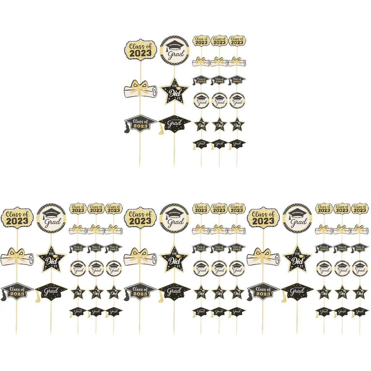 

96 Pcs Party Cupcake Topper Cupcake Topper Decoration 2023 Cake Decor Top Hat Graduation Season Cake Insert