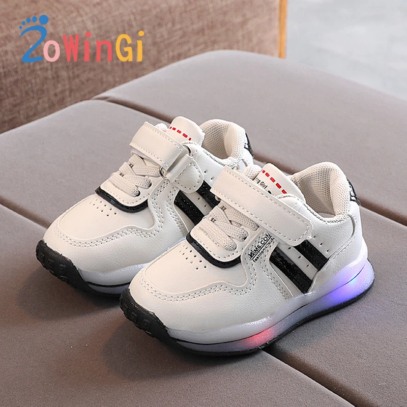 

Size 21-30 Glowing Sneakers 2021 New Shining Sneakers White Children Casual Shoes Lightweight Sport Shoes Kids Led Shoes