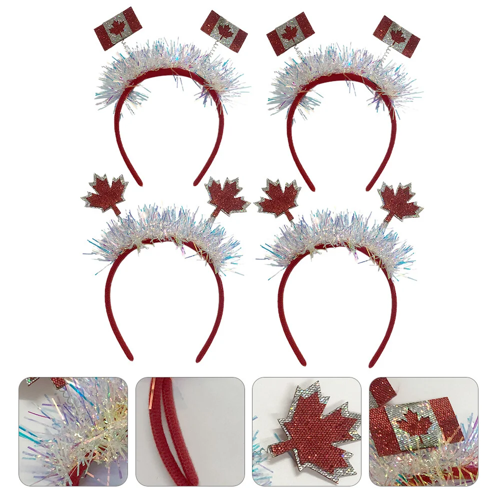 

4 Pcs National Day Hair Accessories Festival Headband Tinsel Party Hoop Norway Flag Supply Decoration Prop
