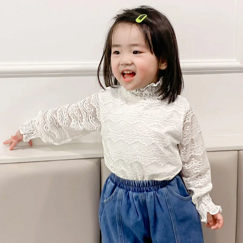 

Spring and Autumn Girls' Suit Baby Western Style Children's Korean-Style Lace Bottoming Shirt Sling Stylish Two-Piece Suit