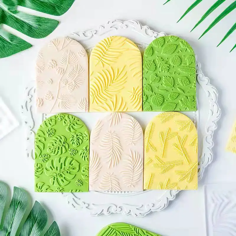 

Leaves Pattern Embossed Press Stamp Acrylic Fondant Cookie Cutter Pastry Sugar Craft Form Biscuit Mold Baking Die Stamp Tools