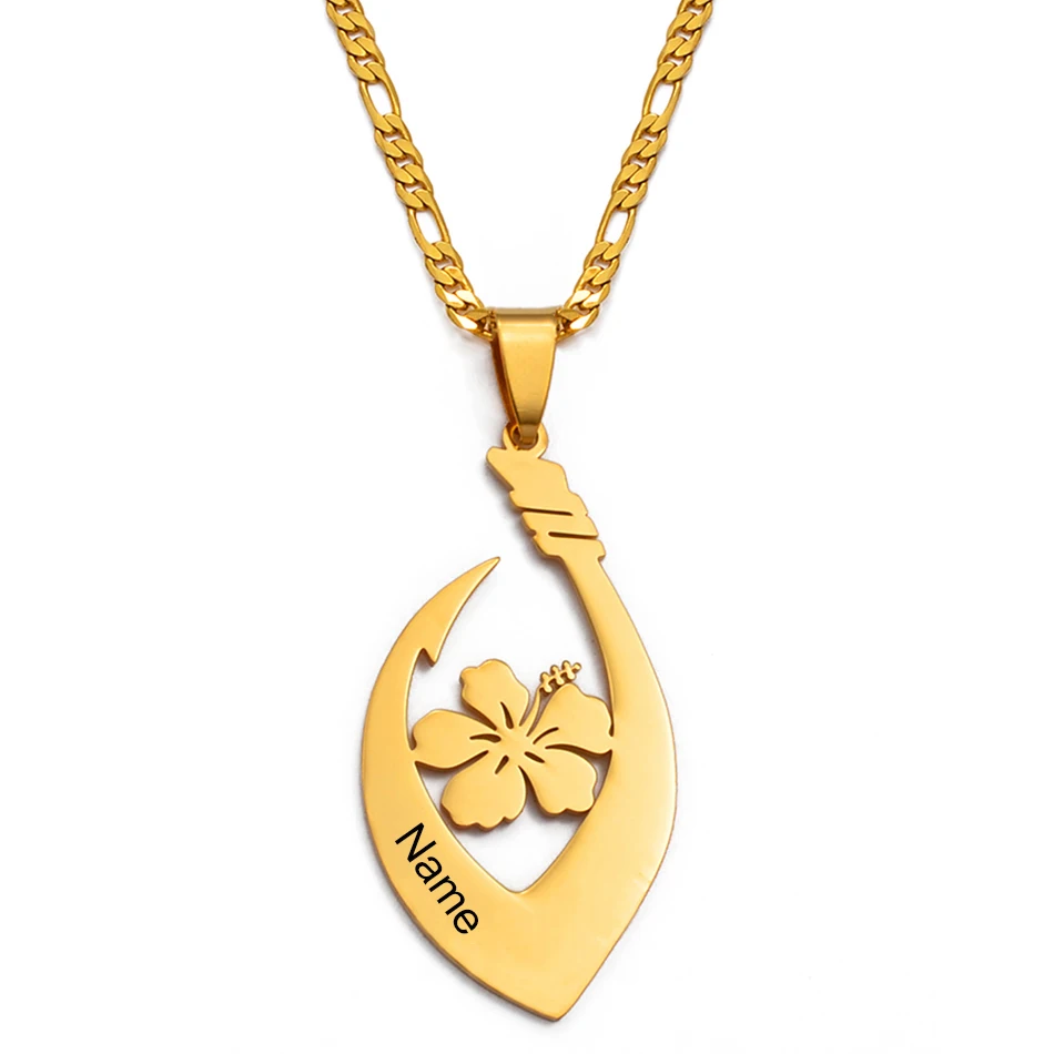 

Anniyo Custom Name / Chuuk Flower Necklaces Micronesia Customize Letters Hawaiian Jewellery Gold Color/Silver Color #127121