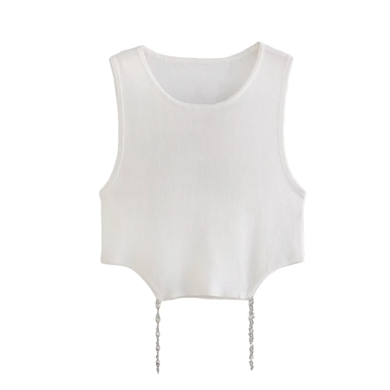 

Женская Трикотажная майка с цепочкой, Повседневная универсальная Облегающая майка в европейском и американском стиле, весна-лето 2023