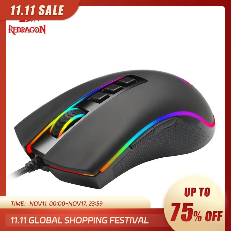 REDRAGON COBRA M711 RGB USB Wired Gaming Mouse 12400 DPI 9 Buttons Mice Programmable