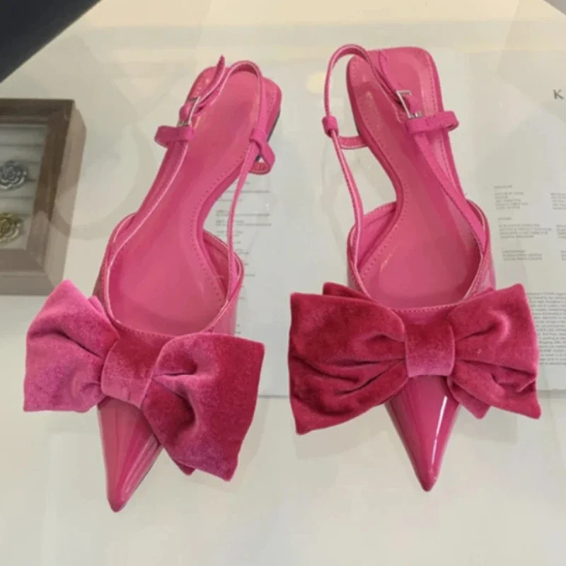 Босоножки женские с бантом-бабочкой заостренный носок модные сандалии на