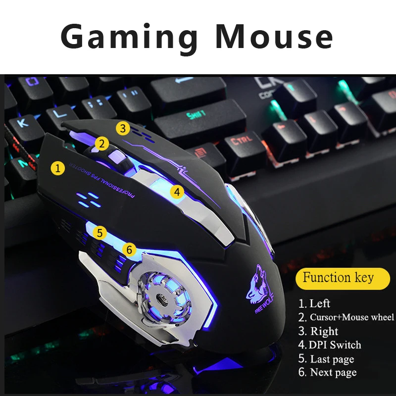 USB wireless/ Wired Gaming Mouse 2000-4000 DPI LED Optical Computer Game Silent For PC laptop |