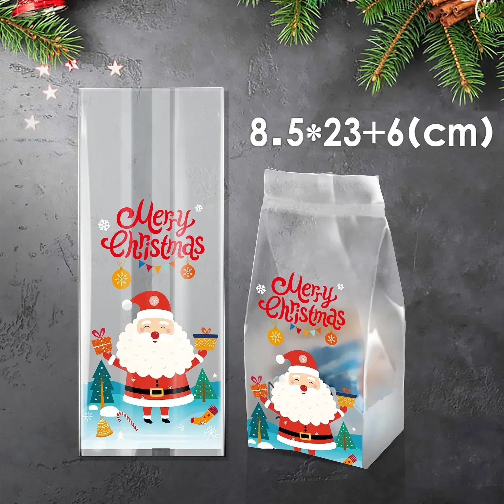 

Прозрачные самозапечатывающиеся пакеты для печенья Санта-Клауса