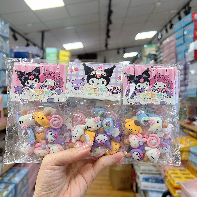 Милые Креативные наклейки Hello Kitty Sanrio, Мультяшные 3D трехмерные наклейки, мелодия куроми, наклейки для детского справочника «сделай сам»