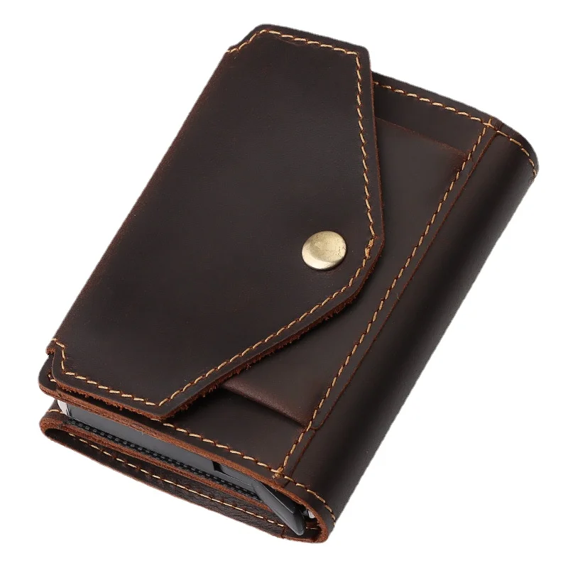 

Superior New Man Vintage RFID Blocking Money Wallet Automatic Pop-up Credit Card Case Business Purse Cash Coin Pocket for Men 지갑